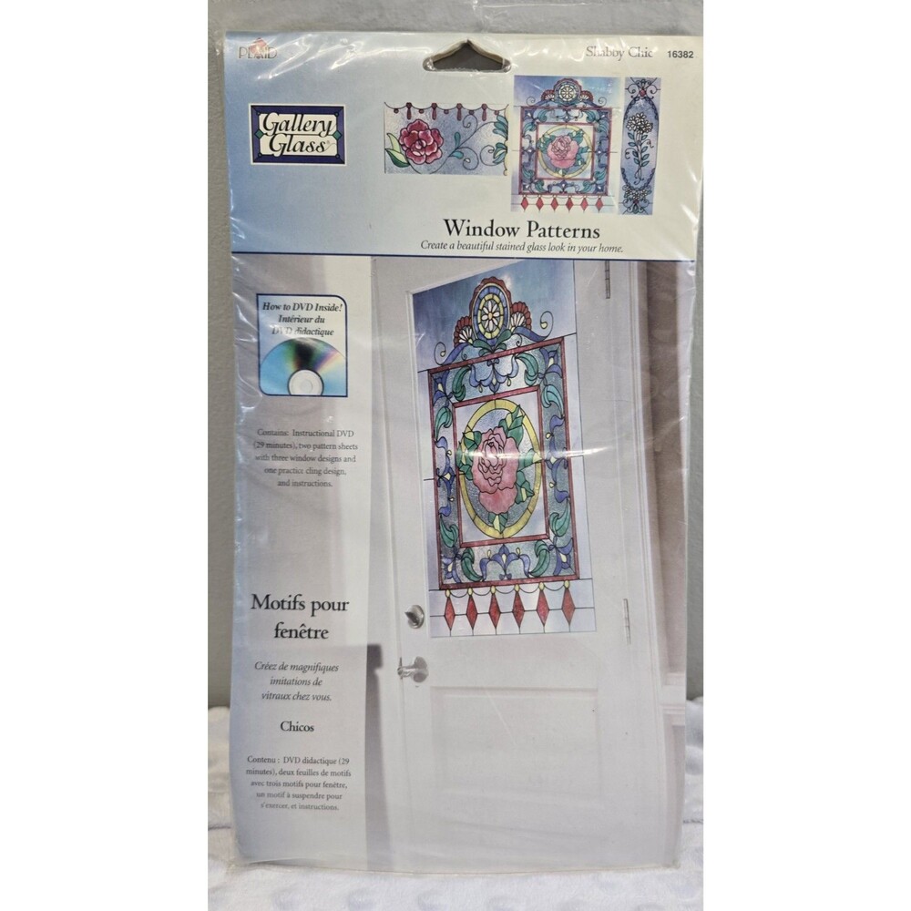 Gallery Glass Shabby Stained Chic Window Kit  Plaid Floral  New Country Cottage